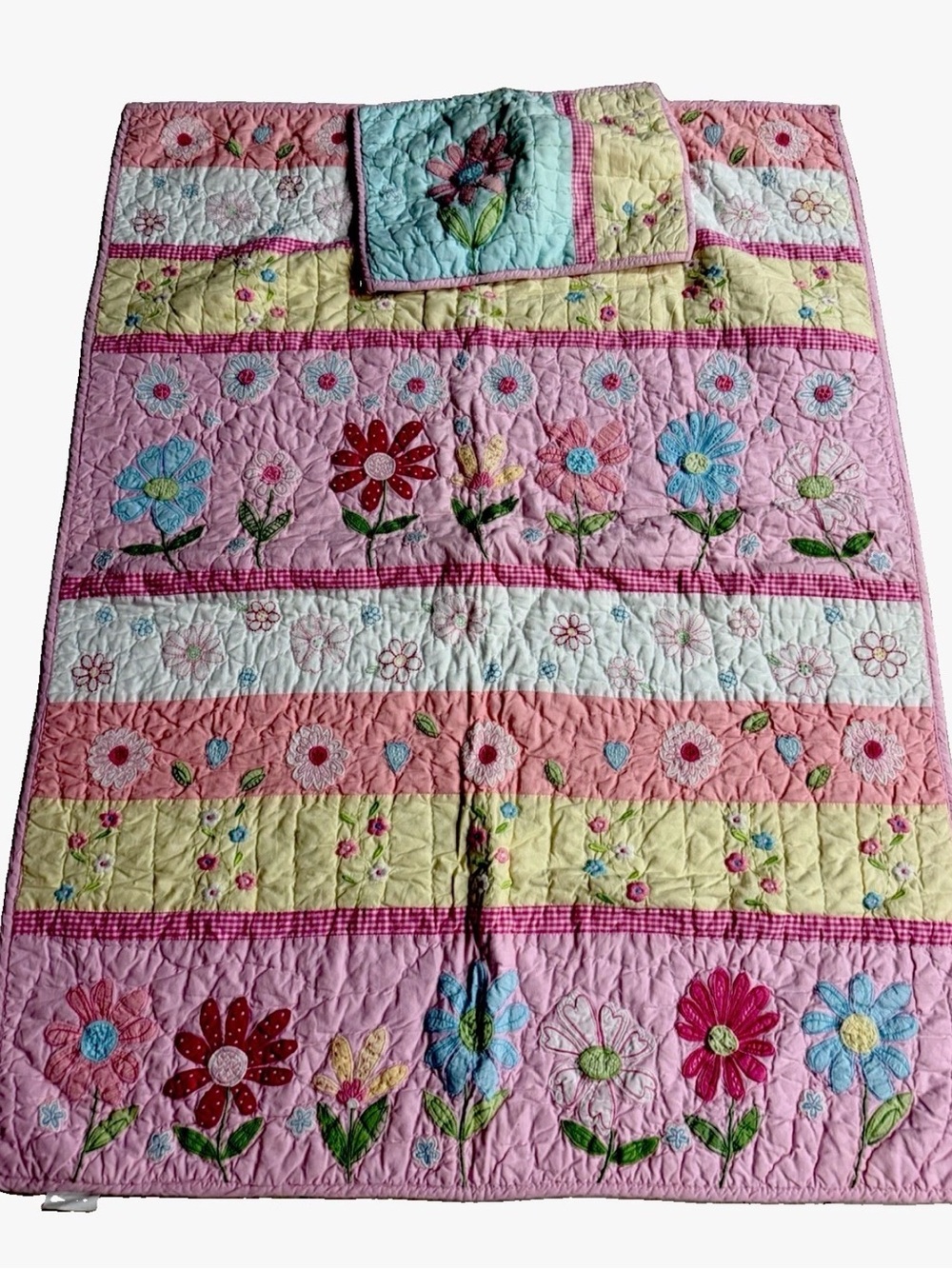 Y2K pottery barn kids crib size quilt & pillow sham